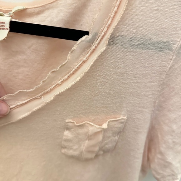 SUNDANCE Linen woman pink short sleeve lagonlook lightweight casual tee XL - Picture 3 of 10